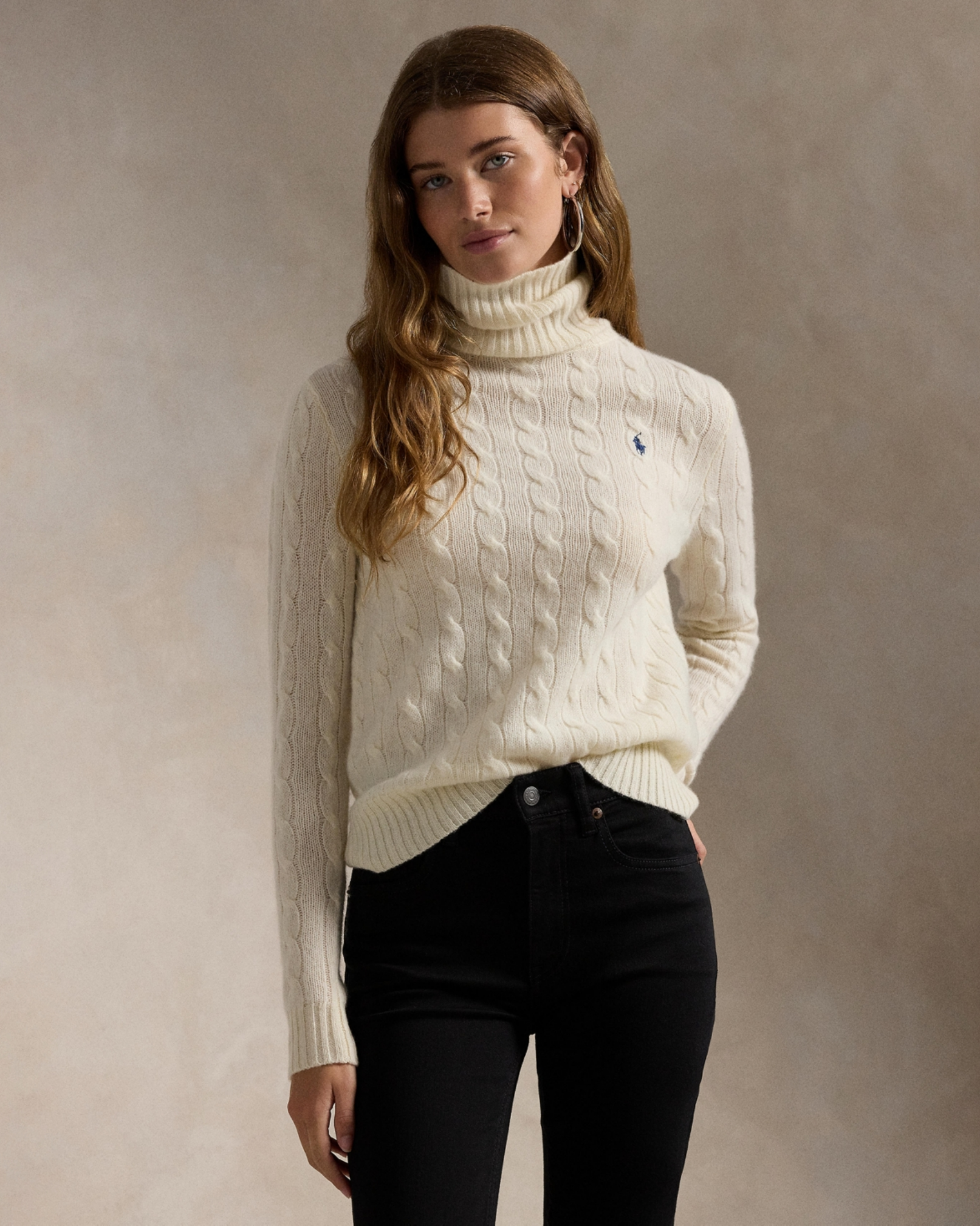 Cable-Knit Wool-Cashmere Roll-Neck Jumper