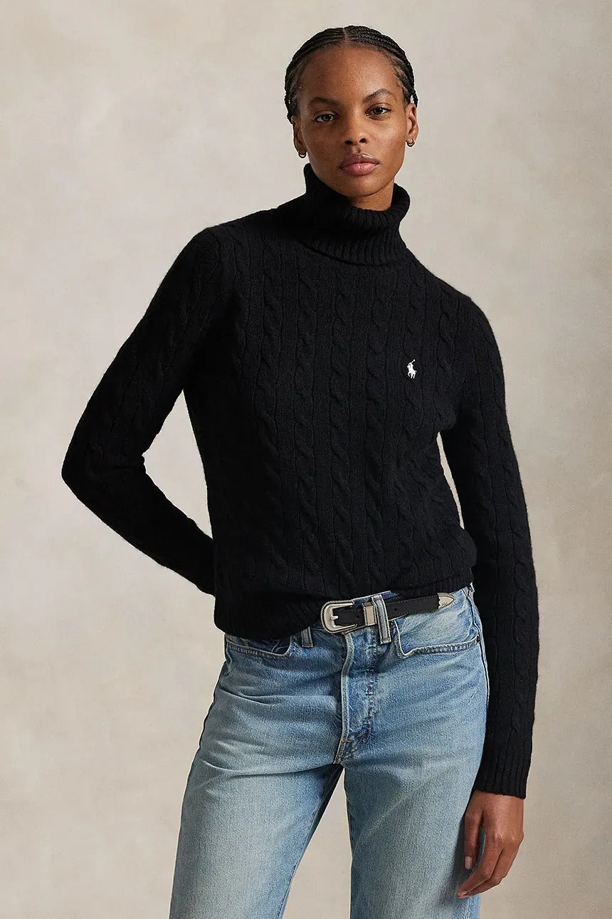 Cable-Knit Wool-Cashmere Roll-Neck Jumper